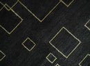 Charcoal and Gold Hand knotted 5x8 Modern Geometric Wool and Silk Area Rug