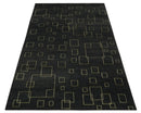 Charcoal and Gold Hand knotted 5x8 Modern Geometric Wool and Silk Area Rug
