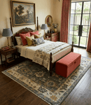 Charcoal and Ivory Hand Knotted Traditional Oushak Custom Made Wool Area Rug