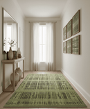 Charcoal and Olive Modern Stripes Design 5.8x7.10 Hand loom wool area Rug