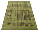 Charcoal and Olive Modern Stripes Design 5.8x7.10 Hand loom wool area Rug