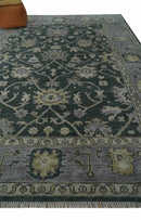 Charcoal and Silver 9x12 Hand Knotted Traditional Antique Style Wool Area Rug
