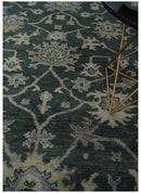Charcoal and Silver 9x12 Hand Knotted Traditional Antique Style Wool Area Rug