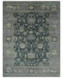 Charcoal and Silver 9x12 Hand Knotted Traditional Antique Style Wool Area Rug