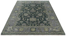 Charcoal and Silver 9x12 Hand Knotted Traditional Antique Style Wool Area Rug