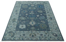 Charcoal and Silver Hand knotted Traditional Oushak Custom Made wool Area Rug