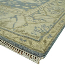 Charcoal, Beige and Olive 6x9 Hand Knotted Traditional Oriental Oushak wool rug