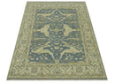 Charcoal, Beige and Olive 6x9 Hand Knotted Traditional Oriental Oushak wool rug