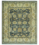 Charcoal, Beige and Olive Hand Knotted 8x10 Turkish Style Oushak Wool Area Rug