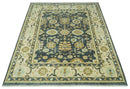 Charcoal, Beige and Olive Hand Knotted 8x10 Turkish Style Oushak Wool Area Rug