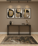 Charcoal, Brown, Beige and Olive Modern Abstract Hand loom 5x6.6 Wool And Art Silk Area Rug