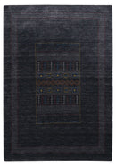 Charcoal Center Pattern Hand Loomed Wool Area Rug