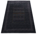 Charcoal Center Pattern Hand Loomed Wool Area Rug