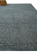 Charcoal Contemporary Stripes Pattern Hand Knotted 9.3x14.8 Wool Area Rug