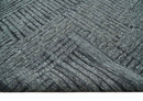 Charcoal Contemporary Stripes Pattern Hand Knotted 9.3x14.8 Wool Area Rug