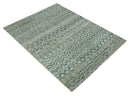 Charcoal, Gray and Beige 5x7 Hand Knotted Southwestern Tribal Trellis wool Rug