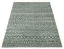Charcoal, Gray and Beige 5x7 Hand Knotted Southwestern Tribal Trellis wool Rug