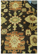 Charcoal, Olive and Rust Hand Knotted 8x10 Traditional Style Oushak Wool Area Rug
