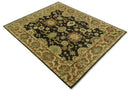 Charcoal, Olive and Rust Hand Knotted 8x10 Traditional Style Oushak Wool Area Rug