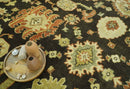 Charcoal, Olive and Rust Hand Knotted 8x10 Traditional Style Oushak Wool Area Rug
