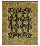 Charcoal, Olive and Rust Hand Knotted 8x10 Traditional Style Oushak Wool Area Rug