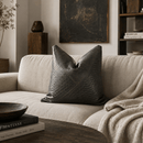 Charcoal Textured Leather Accent Pillow | Modern Elegance