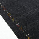 Charcoal Tribal Design Border Hand Loomed Wool Area Rug