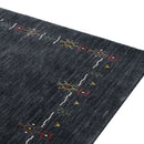 Charcoal Tribal Design Border Hand Loomed Wool Area Rug