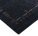 Charcoal Tribal Design Border Hand Loomed Wool Area Rug