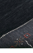 Charcoal Tribal Design Border Hand Loomed Wool Area Rug