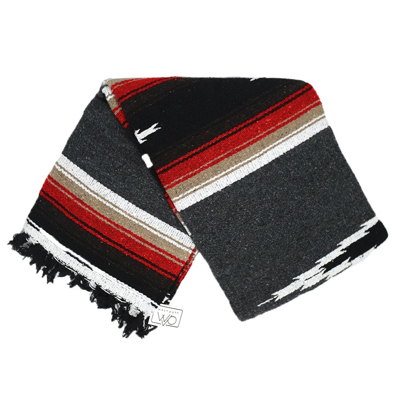 Charcoal Retro Diamond Mexican Blanket