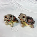 Charming green & pink crawling turtle sculpture garden decor