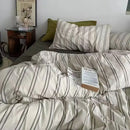 Checkerboard black & beige satin duvet cover set bedroom bedding