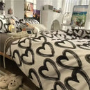 Checkerboard black & beige satin duvet cover set bedroom bedding