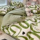 Checkerboard black & beige satin duvet cover set bedroom bedding