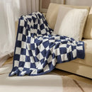 Checkerboard knit blanket bedroom living room plush decor