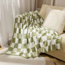 Checkerboard knit blanket bedroom living room plush decor