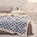 Checkerboard lamb fleece blanket black & white bedroom throw