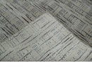 Checkered 8x10 Hand Made Black and Beige Blended Wool Area Rug