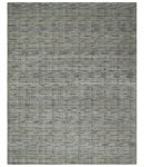 Checkered 8x10 Hand Made Black and Beige Blended Wool Area Rug