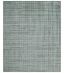 Checkered Silver, Brown and Gray 8x10 Hand Made Blended Wool Area Rug