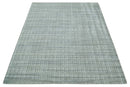 Checkered Silver, Brown and Gray 8x10 Hand Made Blended Wool Area Rug