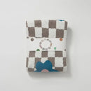 Checkered beige & white knitted blanket throws 130x160cm bedroom decor