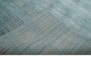Checkered Blue and Gray  8x10 Hand Made Blended Wool Flatwoven Area Rug