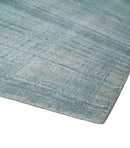 Checkered Blue and Gray  8x10 Hand Made Blended Wool Flatwoven Area Rug