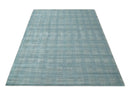 Checkered Blue and Gray  8x10 Hand Made Blended Wool Flatwoven Area Rug