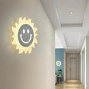 Cheerful white smiling sun led wall sconce bedroom light