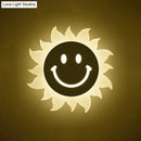 Cheerful white smiling sun led wall sconce bedroom light