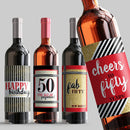 Cheers to 50 Birthday Wine Label Set