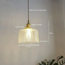 Chevron green glass pendant light – kitchen brass hanging lamp